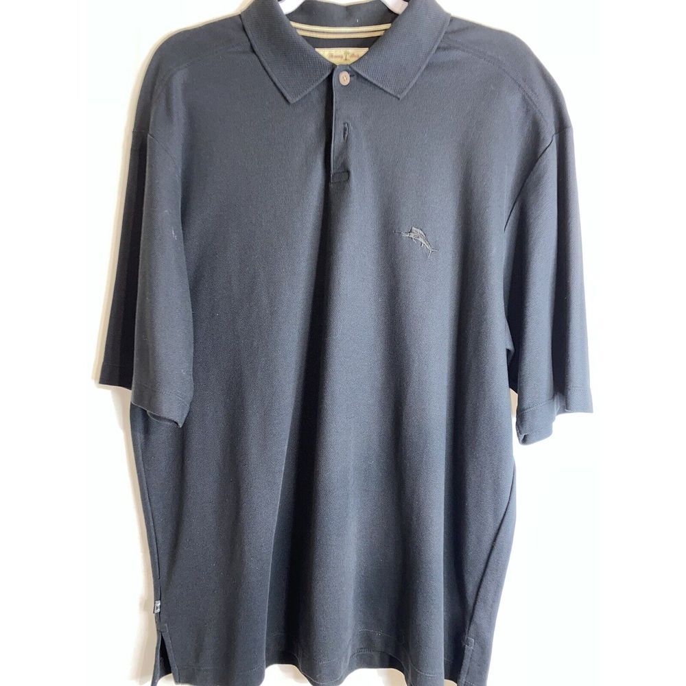 Tommy Bahama Short Sleeve Polo‎ Shirt Men's Size XL Black Collar Golf Button - Picture 2 of 5
